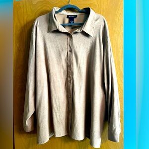 Denim&Co. camel color patterned faux suede button down shirt